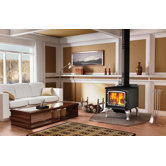 Osburn 2300 Wood Stove with Pedestal Kit with Ash Pan + Door Overlay + Leg Kit with Ash Pan