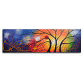 Hand Painted "Ethereal Trees Dance" Canvas Wall Art - 12" x 40"