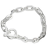 Sterling Essentials Sterling Silver 7.5 inches Oval Link Charm Bracelet
