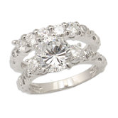 Sterling Essentials Sterling Silver Cubic Zirconia Wedding Ring Set