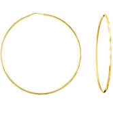Caribe Gold 14k Gold over Silver 49.5mm Faceted Hoop Earrings