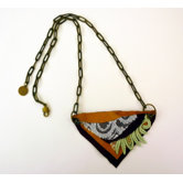 Rachel Paula Lace and Leather Collage Necklace