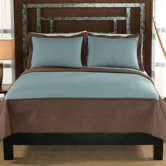 Barclay King Quilt with Two Shams in Taupe / Aqua