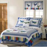 Fly Away Quilt with Pillow Sham, Sheet Set, Pillow, and Valance
