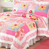 Olivia Pink Quilt with Pillow Sham, Sheet Set, Pillow, and Valance
