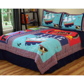 Pirate Treasure Quilt with Pillow Sham, Pillow, and Valance