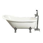 67" Acrylic Slipper Claw Foot Tub in White with Faucet