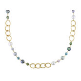 Miadora Multi-colored Pearl Oval Angle Link Necklace