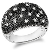 Sterling Silver Rhodium Plated Diamond Black Fashion Ring