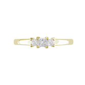 Yellow Gold White Diamonds Three Stone Ring