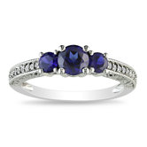 White Gold Round Cut Sapphire Multi Stone Ring