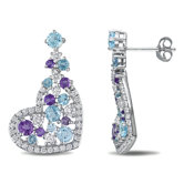 Round Cut Topaz Amethyst Drop Earrings