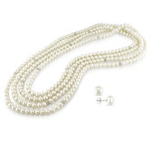 Sterling Silver Freshwater Potato Pearl Endless Necklace and Earrings Set