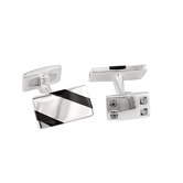 Sterling Silver Onyx and Square Cut Crystal Cufflink