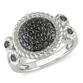 Sterling Silver Round Cut Diamond Ring