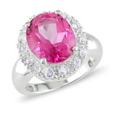 Sterling Silver Oval Cut Topaz Halo Ring