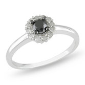 Sterling Silver Round Cut Diamond Engagement Ring