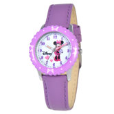 Kid's Minnie Mouse Time Teacher Watch in Purple with Purple Bezel