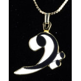 Bass Clef Necklace in Gold and White