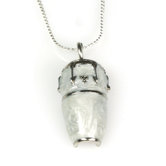 Conga Drum Necklace in Silver and White