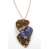 Guitar Pick Necklace in Brown, Purple and Gold