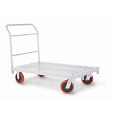 Heavy Duty Platform Truck, Quiet Poly Casters, 2 Fixed and 2 Swivel, 1 Push Handle
