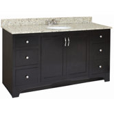 Ventura 60" x 21" Vanity Cabinet with Double Bowl Top