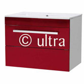 Design Wall Mounted Basin and Cabinet in High Gloss Red