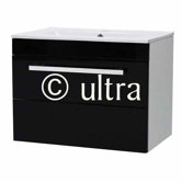 Black Wall Mounted Basin and Cabinet in Black