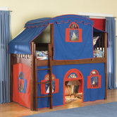 Mission Twin Low Loft Tent Bed with Tent and Built-In Ladder