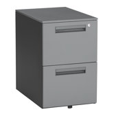 Executive Series Mobile Pedestal File Cabinet with 2 Drawers in Dark Gray