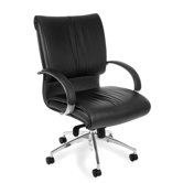 Low-Back Leather Sharp Executive Chair with Arms