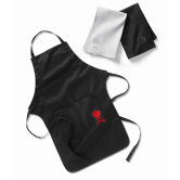 Apron in Black with Black and White Towel Set