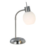 Schwanenhals-Tischleuchte "Saldes" in Nickel matt