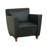 Leather Lounge Chair with Wood Legs