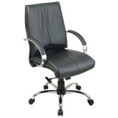 Deluxe Mid-Back Executive Leather Office Chair with Arms