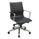 Mid-Back Eco Leather Deluxe Office Chair with Polished Aluminum Arms and Base