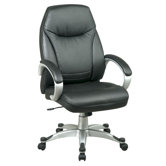 Back Leather Deluxe Faux Office Chair with Coated Frame and Padded Arms
