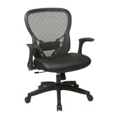 Deluxe R2 SpaceGrid&reg; Back Leather Seat Chair with Flip Arms and Nylon Base