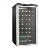 35 Bottle Wine Cooler in Black with Platinum Door Frame