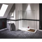 AquaSpace Walk-in Shower Panel in Polished Silver