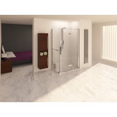 Aqua 8 Hinge Pivot Door with Fixed and Side Panel Shower Enclosure in Polished Silver