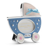 Baby Enamel Photo Frame Blue Pram Frame