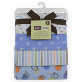 Just Born Flannel Receiving Blankets with Boy Dot, Stripe, Stars, Print