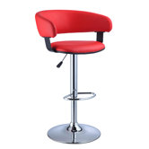 Faux Leather Adjustable Height Bar Stool in Red