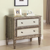 2-Drawer Mirrored Console in Antique Silver and Black Crackle