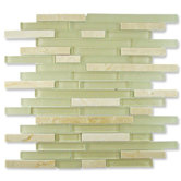Impact 12" x 11-3/4" Glass, Tile, and Metal Staggered Mosaic in Cirrus