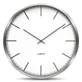 One Wall Clock with White Index Dial in Stainless Steel