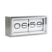 Brick Wall/Desk Clock with White Dial in Stainless Steel