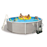 Belize Round Above Ground Pool Package in Highland Gray